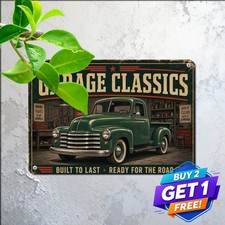 Vintage Green Farm Truck Sign Waterproof Classic Pickup Tin Metal Wall Plaque picture