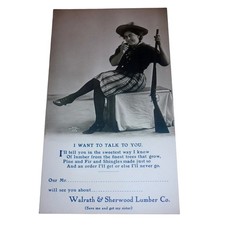 Vintage Walrath & Sherwood Lumber Co Advertising Postcard Woman with Rifle Poem picture