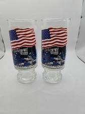 VTG National Flag Foundation 1976 Flag on the Moon Drinking Glass Set 2 4th July picture