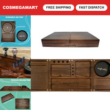 3-in-1 Wooden Rolling Tray Set | Folding Design w/ Magnetic Lid | Portable Kit f picture