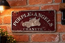 Rare 1 of 40 Made 1959 Purple Angels Chanute KS Hot Rod Car Club Plaque Vintage picture