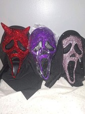 Ghost Face Scream Pink Devil Purple Bedazzled Rhinestone Bling Mask Set picture