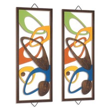 2 Pcs Mid Century Wall Art Set - Modern Home Decor, Vintage Style Prints picture