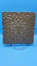 Vintage Frankoma 3TR Brown Pottery Square Fleur-de-lis Scroll Tile Trivet 6 x 6