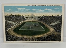 1930s Los Angeles Colosseum White Border Football Postcard LA-117 Posted LA Cali picture