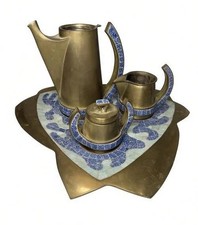 Vintage Salvador Teran Brass Coffee Serving Set picture