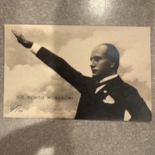 BENITO MUSSOLINI Old FASCISM / Italian Dictator salute original postcard RPPC picture
