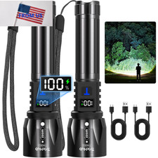 TrixHub Rechargeable Flashlights High Lumens 2Pack, 5Mode Flash 2 Pack, Black picture