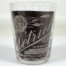 Antique Shot Glass Pre-Prohibition DETRICK Dayton Ohio Rye Bourbon Acid Etched picture