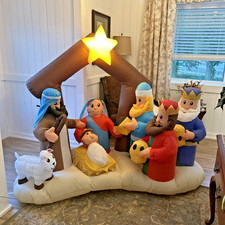 Northlight Seasonal 5.3 ft Inflatable Nativity Scene Jesus Mary Joseph Wiseman picture
