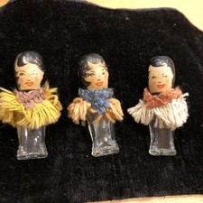 Antique Hula Doll Perfume Bottle Set 3 Pcs Vintage Collectible Decor DISPLAY picture