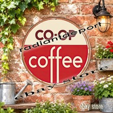 Cooperative Grocery Coffee Classic Coffee Advertising Round Metal Wall Sign 12in picture