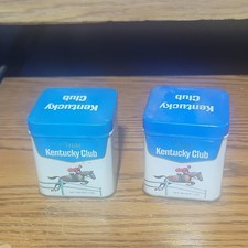Kentucky Club Lot of 2 Mild Tobacco Tins 1 oz Blue Lids White Horse Graphic picture