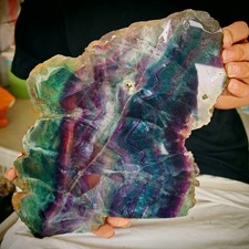 4.73LB Natural colored fluorite crystal tower specimen slice healing 2150g picture