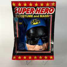 Vintage Ben Cooper Batman Costume Mask Box Child Medium 8-10 Blue Black picture