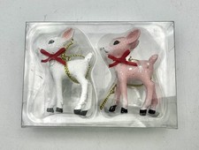 Target Wondershop Retro Small White & Pink Deer Christmas Ornament 2025 Set Of 2 picture