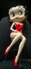 Extremely Rare Betty Boop in Red Dress Sitting on Black Metal Chair Figurine D2 picture