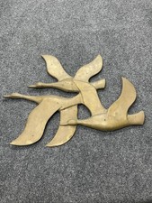 Vtg Brass Metal Flying Geese Wall Hanging Art Sculpture 3 Birds Art Decor 21” picture