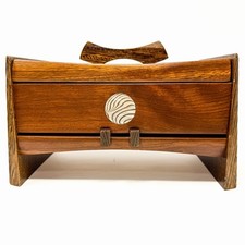 Signed Handmade Wood Jewelry Box Wenge Mother of Pearl Inlay Studio Art picture