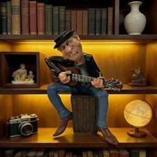 Whimsical Guitarist Statue Hand-Painted Resin Musician Figurine Decor picture