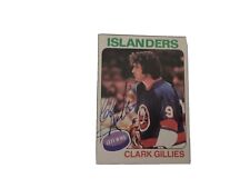 Signed    rookie. 1975 76 topps card Clark Gillies picture