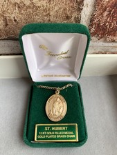 24kt Gold-Plated St. Hubert Medal Oval w/ 24