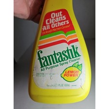 Vintage 80’s spray Bottle Fantastik LEMON All Purpose Cleaner Prop Partial 40% picture