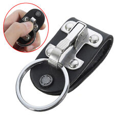 Men's Belt Clip Ring Holder Keyring Detachable Stainless Steel Leather Key chain picture