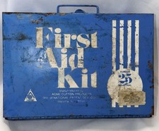 Vintage Metal First Aid Kit- All Unused Original Contents 1970 ACME Products picture
