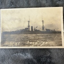 USS Arizona BB-39 RPPC Real Photo Postcard Battleship AZO 1918-1930 Pearl Harbor picture