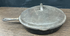 ANTIQUE Cast Iron Skillet #8 with Handle & Lid with Handle picture