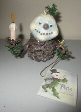 Scott Smith Rucus Studio Snowman w/ Candle Pinecone Christmas Ornament New NWT picture