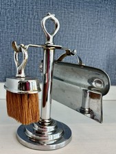 Vintage 1930s Art Deco Chrome Crumb Brush Tray Set Stand Silent Butler England picture