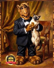 ALF – Scared Cat – Limited Tribute Art Metal Sign (11x14) – Signed by Artist picture