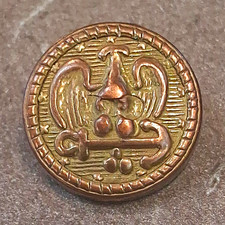 Round Metal Shank Button w/ Eagle Icon Design, Copper Tone Qty 1 picture