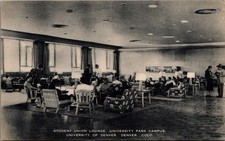 Denver University Student Union Lounge Artvue Photo Postcard 1940s-50s picture