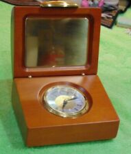 Danbury Clock Company Heavy Wooden Chest Table Top Clock w A Mirrow in the Lid picture