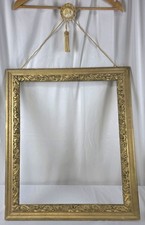 Antique 19th Century Wooden Gilded Gold Ornate Picture Frame w/Hanging Rope picture