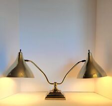 Vtg Mid Century Modern Double Cone Head Fixed gooseneck Headboard  Desk Lamp picture