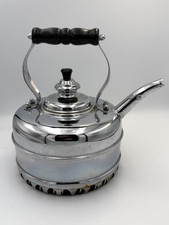 Vintage Simplex Patent Solid Copper Chrome Tea Kettle England 400709-402190 Wood picture