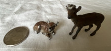 2 RARE Antique Lead Deer Figurines Heyde German Reindeer Christmas Tiny 1 Inch picture