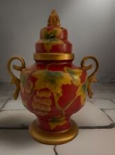 Vintage Foo Dog Jar Urn In The Style Of NIPPON Floral Double Handled Ceramic picture