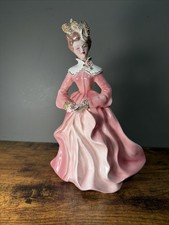 Florence Ceramics 8” Vintage Figurine SHIRLEY with Pink Dress & Gold Trim picture