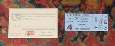 UNITED NATIONS PLENARY SESSION 4 - APRIL 1945 - TICKET AND PASS - VERY RARE LOOK picture