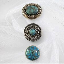 Vintage NONY New York Faux Turquoise Silver Tone Button Covers picture