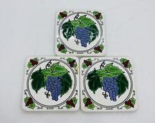 Vintage 1987 Villeroy & Boch Grape Vine Design Ceramic Coaster Set 22 picture