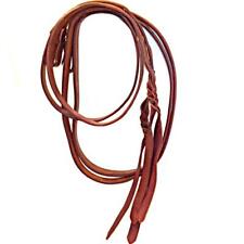 Extra Heavy Harness Leather Western Show Split Reins Braided Tails 1 in x 8.5 Ft picture