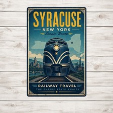 Syracuse New York Central Railroad Locomotive Train Metal Sign 8x12 picture