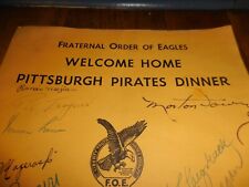 1957 F.O.E.Welcome Home Pittsburgh Pirates Dinner Signed Autographs~RARE ~ picture