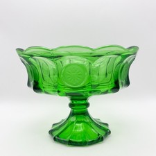 Vintage Fostoria Coin Emerald Green Footed Compote Dish 9
